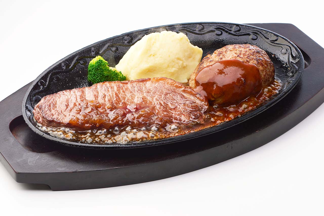 黒毛和牛サーロインステーキ＆柿安ハンバーグ
